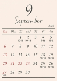 9月の出勤予定🫧‪