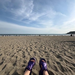由比ヶ浜きたー