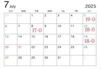 7月の予定