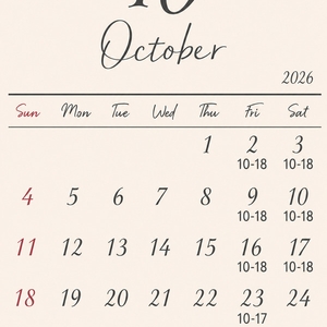 10月出勤予定🗓️